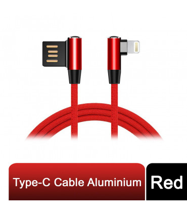 Aquarius Flexible And Wrest Resistant Universal Type-C Aluminium Cable, Red