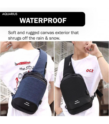 Anti-Theft Waterproof Backpack with USB Charging Port Unisex Small Bag, Black