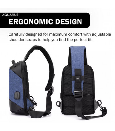 Anti-Theft Waterproof Backpack with USB Charging Port Unisex Small Bag, Blue