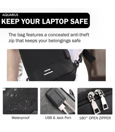 Anti-Theft Waterproof Backpack with USB Charging Port Unisex Small Bag, Blue