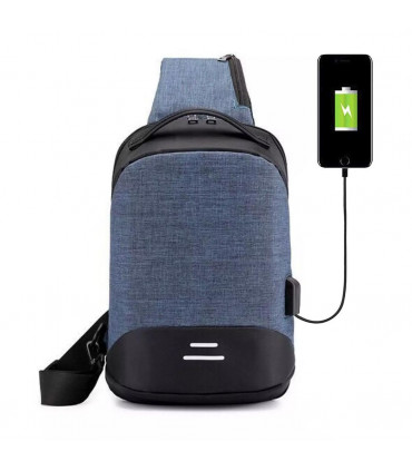 Anti-Theft Waterproof Backpack with USB Charging Port Unisex Small Bag, Blue
