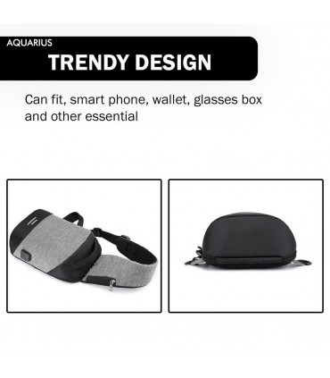 Anti-Theft Waterproof Backpack with USB Charging Port Unisex Small Bag, Grey