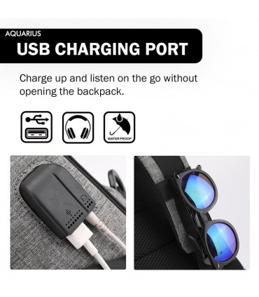 Anti-Theft Waterproof Backpack with USB Charging Port Unisex Small Bag, Grey