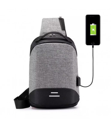 Anti-Theft Waterproof Backpack with USB Charging Port Unisex Small Bag, Grey
