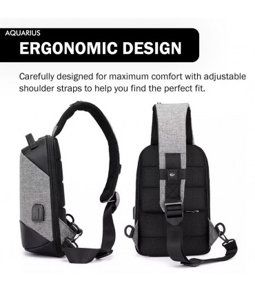 Anti-Theft Waterproof Backpack with USB Charging Port Unisex Small Bag, Grey