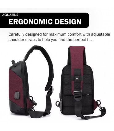 Anti-Theft Waterproof Backpack with USB Charging Port Unisex Small Bag, Red