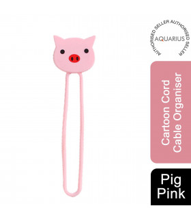 Aquarius Cartoon Cord Cable Organiser, Pig, Pink