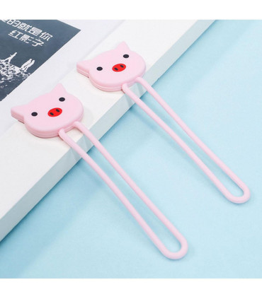 Aquarius Cartoon Cord Cable Organiser, Pig, Pink