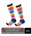 Flo Fashion Bright Pattern Knee-High Compression Socks Colour Stripes, S/M