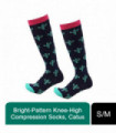 Flo Bright Pattern Knee-High Nylon Compression Socks Cactus, S/M