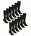 12 PAIRS - Girls Bamboo Knee High School Socks (7-10 Years / Black)