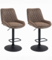 HOMCOM Bar Stools Set of 2, Adjustable Bar Chairs 360° Swivel for Kitchen Coffee