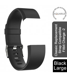 Aquarius Classic Plastic Replacement Strap Band Fitbit Charge 2 Black Large