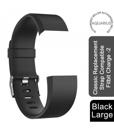 Aquarius Classic Plastic Replacement Strap Band Fitbit Charge 2 Black Large