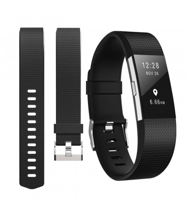 Aquarius Classic Plastic Replacement Strap Band Fitbit Charge 2 Black Large