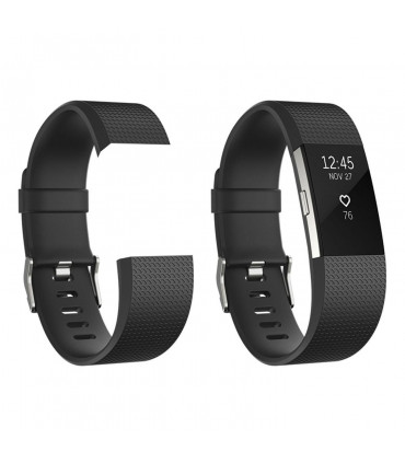 Aquarius Classic Plastic Replacement Strap Band Fitbit Charge 2 Black Large