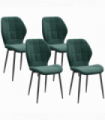 HOMCOM Modern Style Kitchen Chairs Set of 4 with Flannel Upholstered, Dark Green