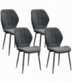 HOMCOM Modern Style Kitchen Chairs Set of 4 with Flannel Upholstered, Dark Grey