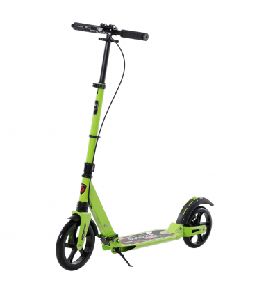 HOMCOM Teens Adult Kick Scooter Fold Adjust 14+ w/ Dual Brake System Green