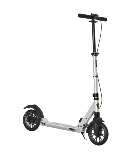 HOMCOM Adult Teens Kick Scooter Fold Adjust 14+ w/ Rear Wheel&Hand Brake Silver