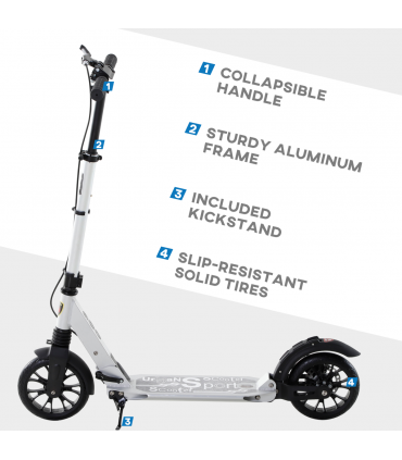 HOMCOM Adult Teens Kick Scooter Fold Adjust 14+ w/ Rear Wheel&Hand Brake Silver