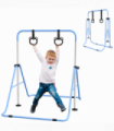 HOMCOM Adjustable Height Foldable Kids Gymnastics Bar with Non-Slip Mats, Blue