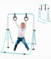 HOMCOM Adjustable Height Foldable Kids Gymnastics Bar with Non-Slip Mats, Green