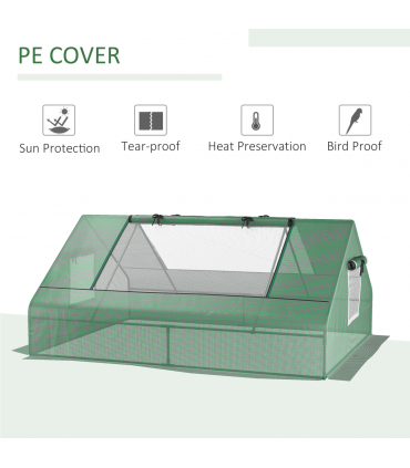 Green Mini Portable Greenhouse 180L x 140W x 80Hcm Zipped Windows and Door