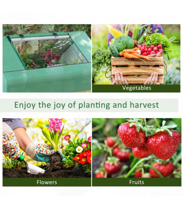 Green Mini Portable Greenhouse 180L x 140W x 80Hcm Zipped Windows and Door