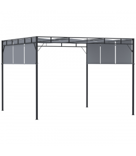3x3m Steel Pergola Gazebo Garden Retractable Roof Canopy Dark Grey