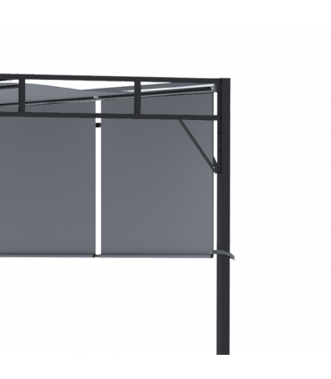 3x3m Steel Pergola Gazebo Garden Retractable Roof Canopy Dark Grey