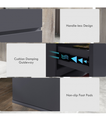 HOMCOM Bedroom Chest of Drawers, High Gloss 4 Drawers Dresser, Drawer Unit