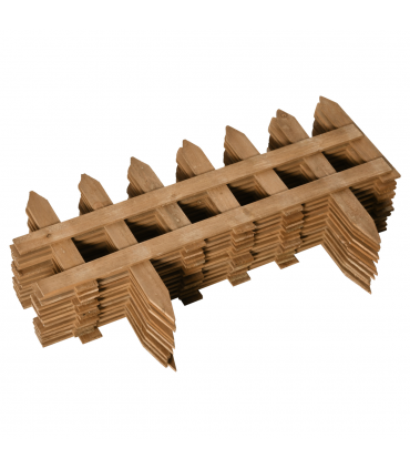 Wooden Border Fences Brown 60cm x 1cm x 34cm 12 Pack Garden Fixed Picket Fence