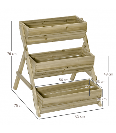 Garden Bed Kit Wood Green 3 Tier Raised 120x68x80cm Flowers Vegetables Herbs