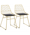 HOMCOM Dining Chairs Set of 2, Metal Wire Kitchen Chairs with Back, Gold Tone