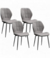HOMCOM Modern Style Kitchen Chairs Set of 4 with Flannel Upholstered, Light Grey