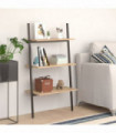 3-Tier Leaning Shelf Light Brown and Black 64x34x116 cm