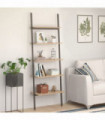 5-Tier Leaning Shelf Light Brown and Black 64x34x185.5 cm