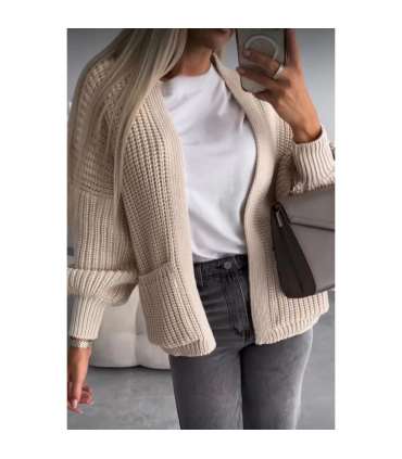 Crop Balloon Pocket Cardigan