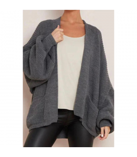 Crop Balloon Pocket Cardigan