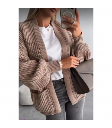 Crop Balloon Pocket Cardigan