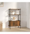 4-Tier Shelving Unit with Cabinet 80x40x130 cm Steel and Engineered Wood