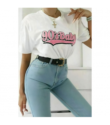 Ladies Oversized 90s Baby Short Sleeves T Shirt Top