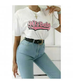 Ladies Oversized 90s Baby Short Sleeves T Shirt Top