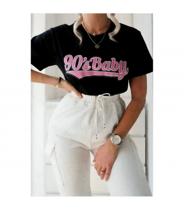 Ladies Oversized 90s Baby Short Sleeves T Shirt Top