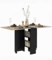 HOMCOM Mobile Drop Leaf Dining Table Folding Desk w/ 2 wheels Storage Shelves