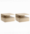 HOMCOM Nightstand Set of 2, Wall Mounted Bedside Cabinet, Oak Tone