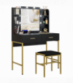HOMCOM Makeup Vanity Desk Set with Lighted Mirror, Stool, Drawers, Black