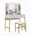 HOMCOM Makeup Vanity Desk Set with Lighted Mirror, Stool, Drawers, White