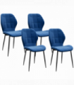 HOMCOM Modern Style Kitchen Chairs Set of 4 with Velvet Upholstered, Dark Blue